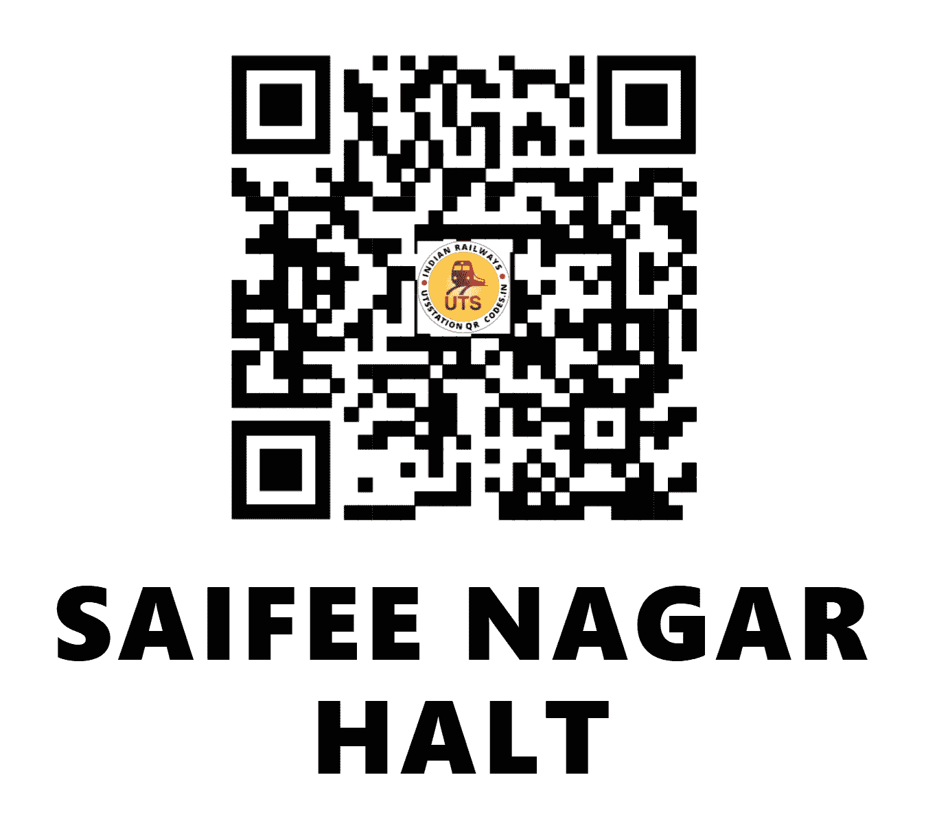 UTS QR Code for SAIFEE NAGAR HALT - SFNR - WR (MADHYA PRADESH)